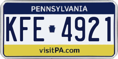 PA license plate KFE4921