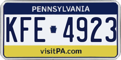PA license plate KFE4923