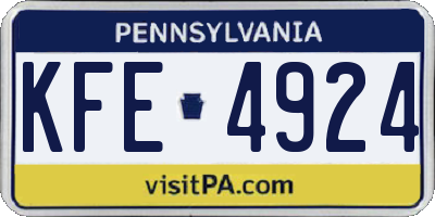 PA license plate KFE4924