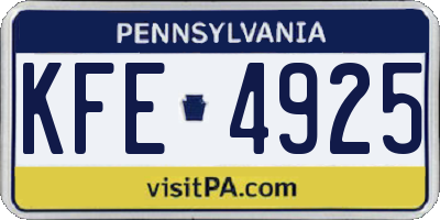 PA license plate KFE4925