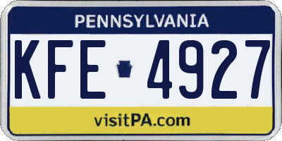 PA license plate KFE4927