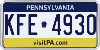PA license plate KFE4930