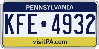 PA license plate KFE4932
