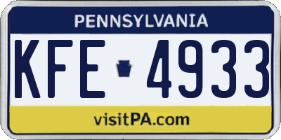 PA license plate KFE4933