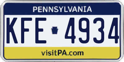 PA license plate KFE4934