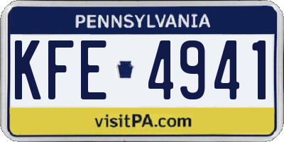 PA license plate KFE4941