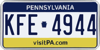 PA license plate KFE4944