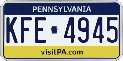 PA license plate KFE4945