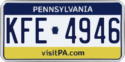 PA license plate KFE4946