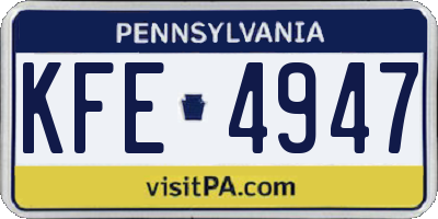 PA license plate KFE4947
