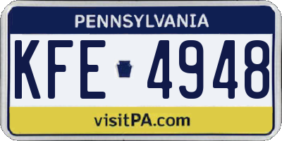 PA license plate KFE4948
