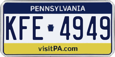 PA license plate KFE4949