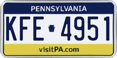 PA license plate KFE4951