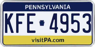 PA license plate KFE4953