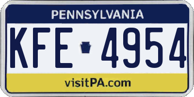 PA license plate KFE4954