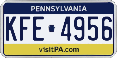 PA license plate KFE4956