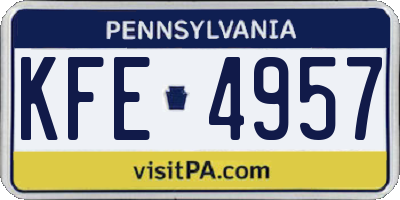 PA license plate KFE4957