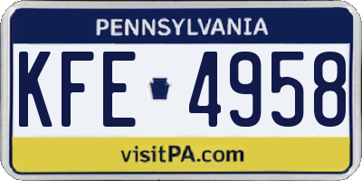 PA license plate KFE4958