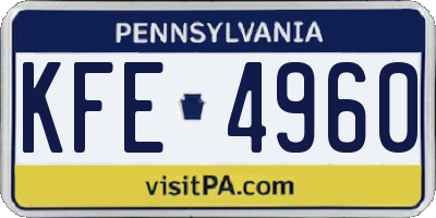 PA license plate KFE4960
