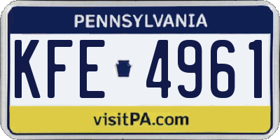 PA license plate KFE4961