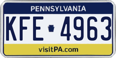 PA license plate KFE4963
