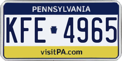 PA license plate KFE4965