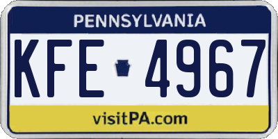 PA license plate KFE4967
