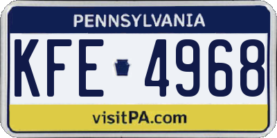 PA license plate KFE4968