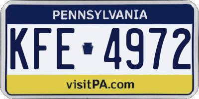 PA license plate KFE4972