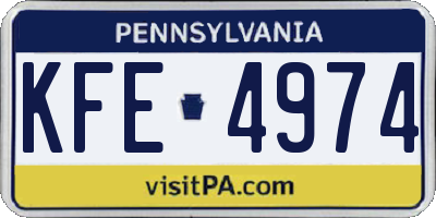 PA license plate KFE4974