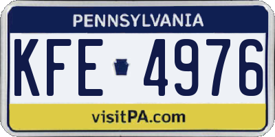 PA license plate KFE4976