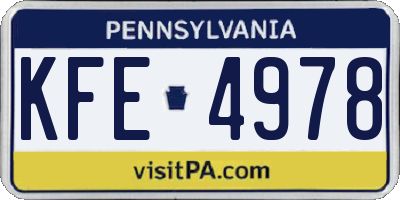 PA license plate KFE4978