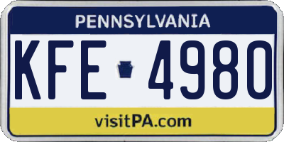 PA license plate KFE4980
