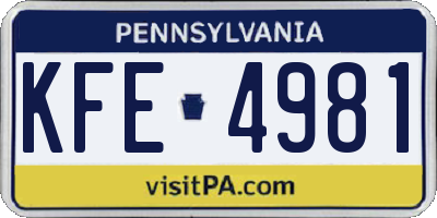 PA license plate KFE4981