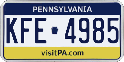 PA license plate KFE4985