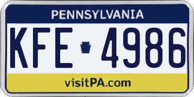 PA license plate KFE4986
