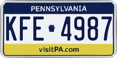 PA license plate KFE4987