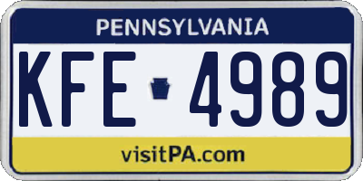 PA license plate KFE4989