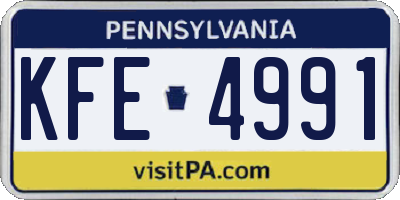 PA license plate KFE4991