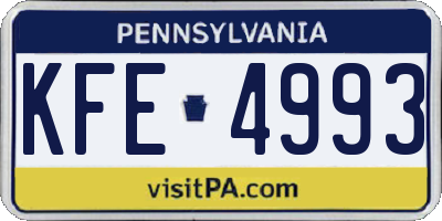 PA license plate KFE4993