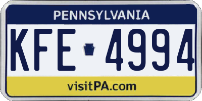 PA license plate KFE4994