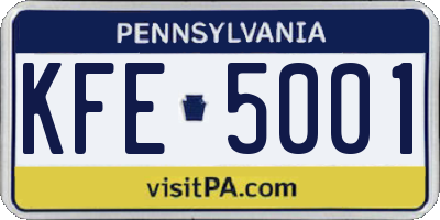 PA license plate KFE5001