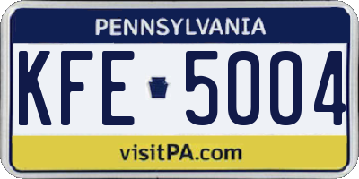PA license plate KFE5004