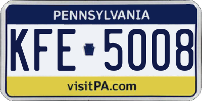 PA license plate KFE5008