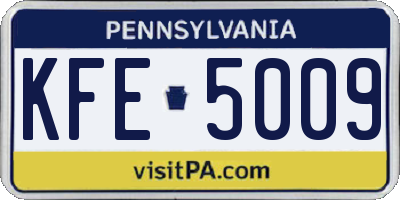 PA license plate KFE5009