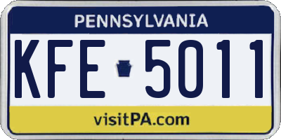 PA license plate KFE5011