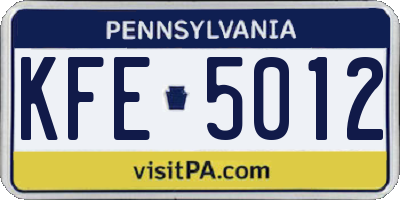 PA license plate KFE5012