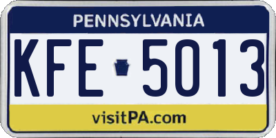 PA license plate KFE5013