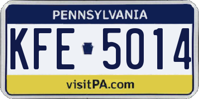 PA license plate KFE5014