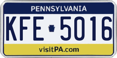 PA license plate KFE5016